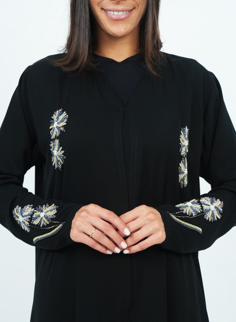 روزيت عباية عباية مزخرفة بتطريز يدوي وقصة فرنسية - Image 2