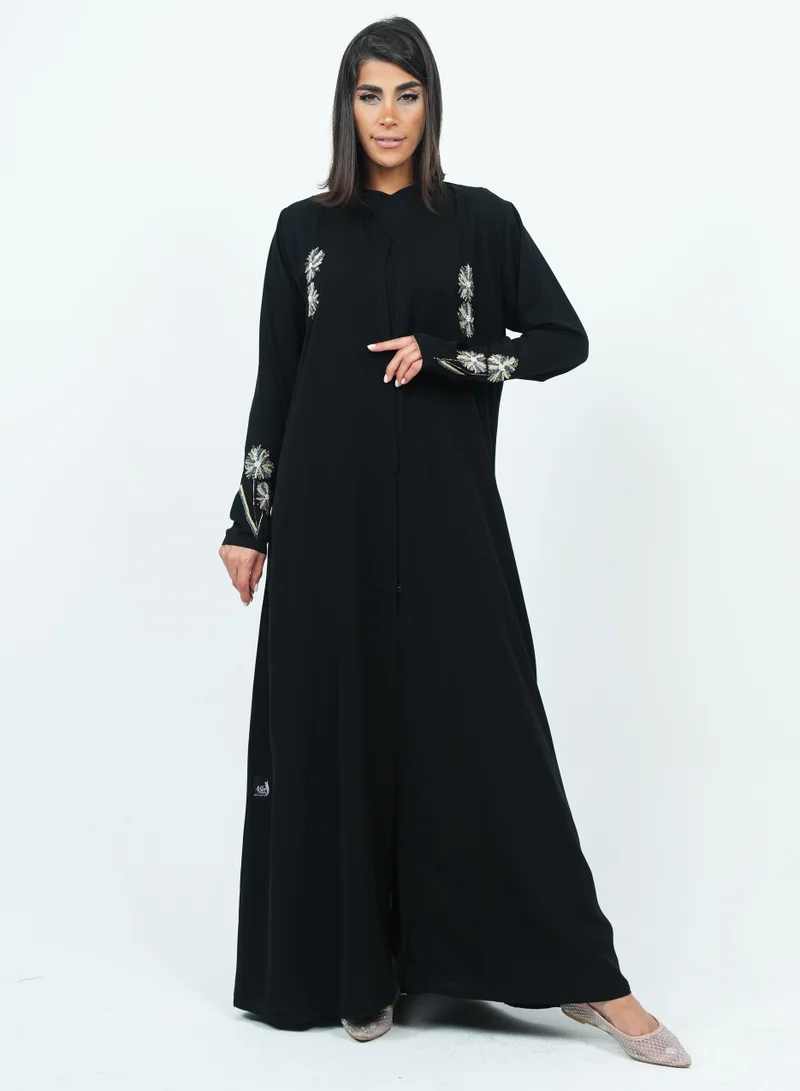 روزيت عباية عباية مزخرفة بتطريز يدوي وقصة فرنسية