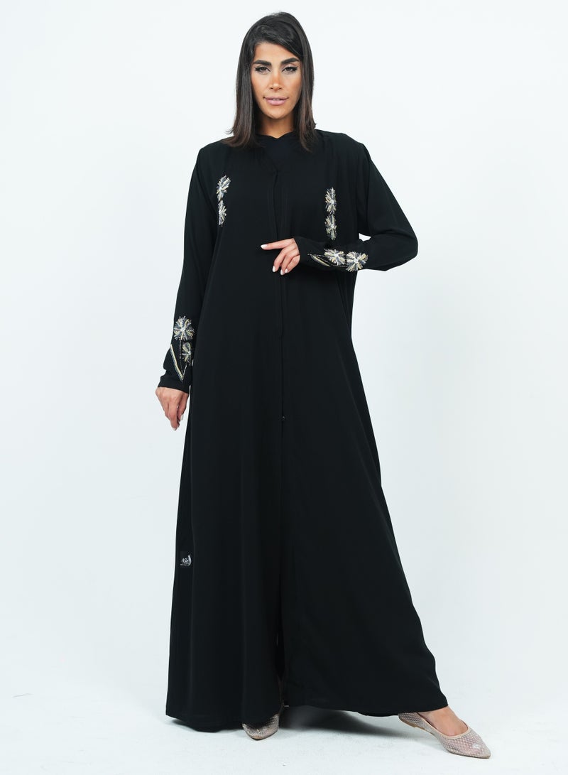 روزيت عباية عباية مزخرفة بتطريز يدوي وقصة فرنسية - Image 1