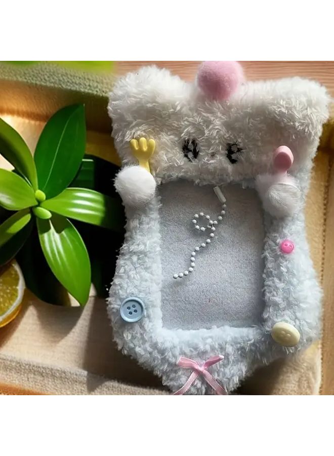 White Plush Dog Card Holder For Student ID Cards Business Cards Birthday Gift - Image 3