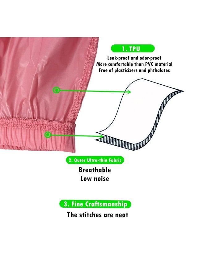 AQX Adult Leakproof Underwear for Incontinence, Washable Low Noise Reusable Adult Diaper Cover, Pink Plastic Pants Cover Unisex 2Pcs (S, Pink) - Image 2