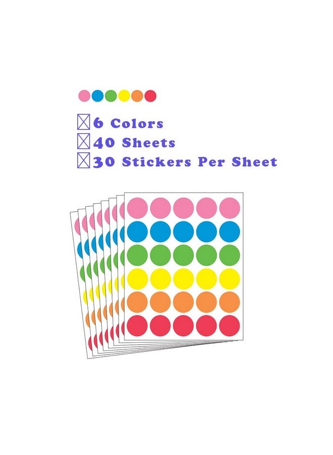 Hcode 1 Inch Color Coding Label Price Stickers Garage Sale Stickers Blank Yard Sale Round Permanent Adhesive Dots Stickers 1200Pcs (6 Colors) - Image 2