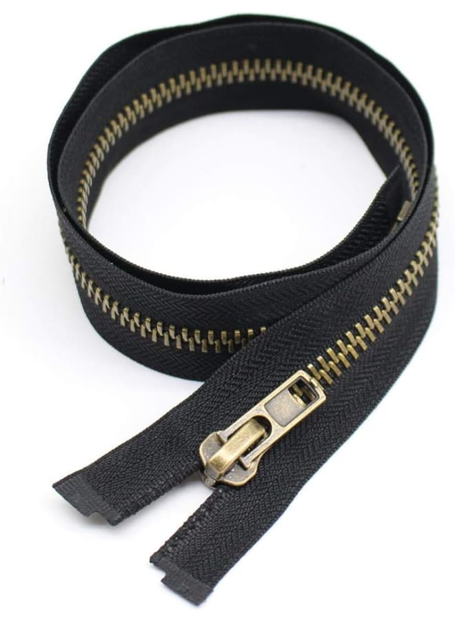 #8 27 Inch Antique Brass Separating Jacket Zipper Y-Teeth Metal Zipper Heavy Duty Metal Zippers for Jackets Sewing Coats Crafts (27" Anti-Brass) - Image 2