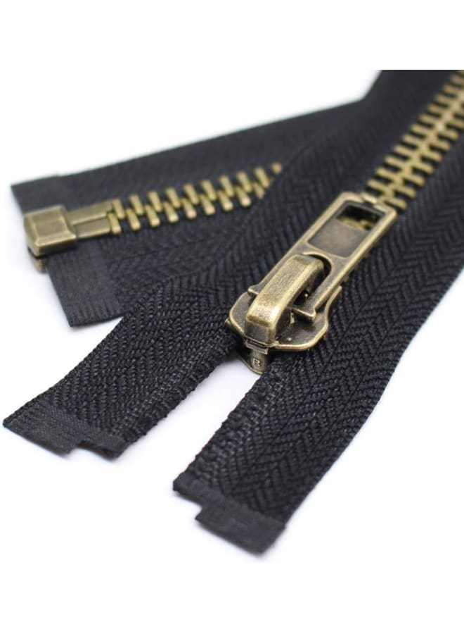 #8 27 Inch Antique Brass Separating Jacket Zipper Y-Teeth Metal Zipper Heavy Duty Metal Zippers for Jackets Sewing Coats Crafts (27" Anti-Brass) - Image 3