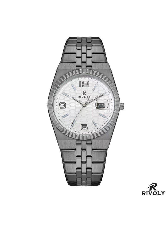 ريفولي ساعة يد أنيقة من RIVOLY بتصميم فاخر وآلية دقيقة، مزودة بعرض تاريخ وسوار مريح، تجمع بين الأناقة والمتانة للاستخدام اليومي والمناسبات.