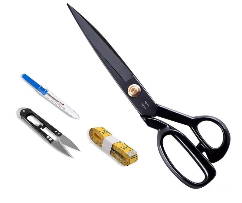 CRAFT it Tailoring Scissor 11 Inches for cloth cutting with Sharp Precision Blades | Professional Shears for Tailoring with High Carbon Steel (1 Scissor+1 seam Ripper+1 cutter+1 Measure Tape) - Image 1