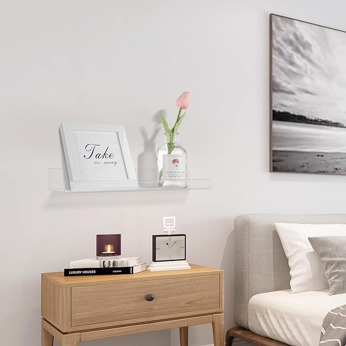 PRIBOX Acrylic Floating Shelves Clear WallMounted Shelves for Modern Home Decor Minimalist Storage Solution Durable Perfect for Displaying Books Photos and Plants 4 - Image 2