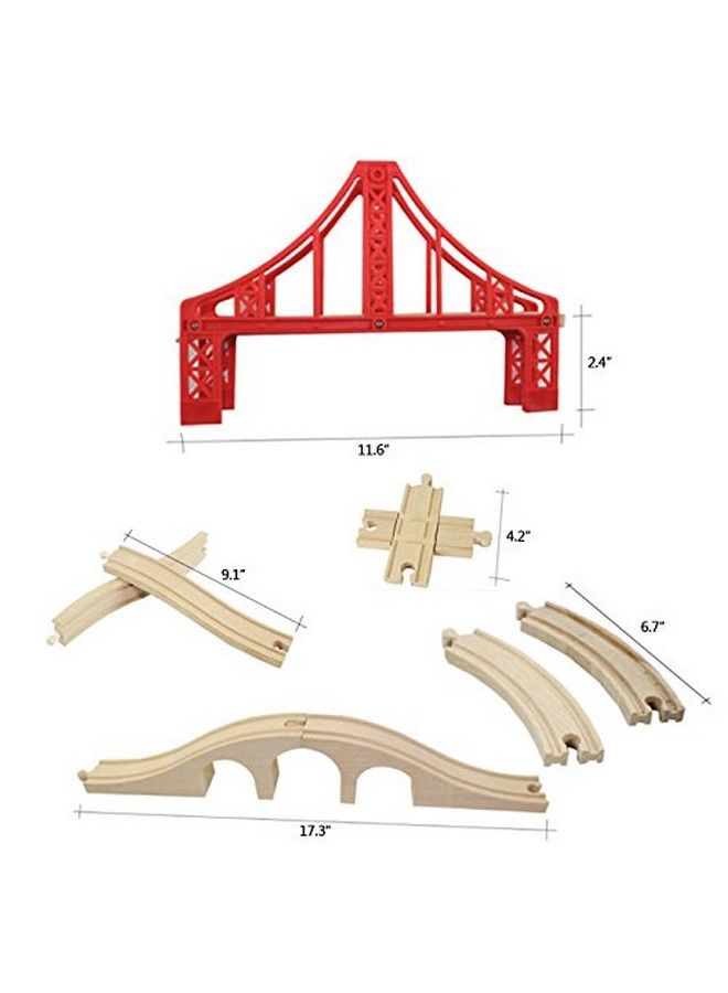 OrgMemory Wooden Train Tracks Orgmemory Wooden Train Bridge Suspension Bridge Brick Bridge Crossing Track Curved Track And Wooden Stop Track Compatible With All Major Brands - Image 3