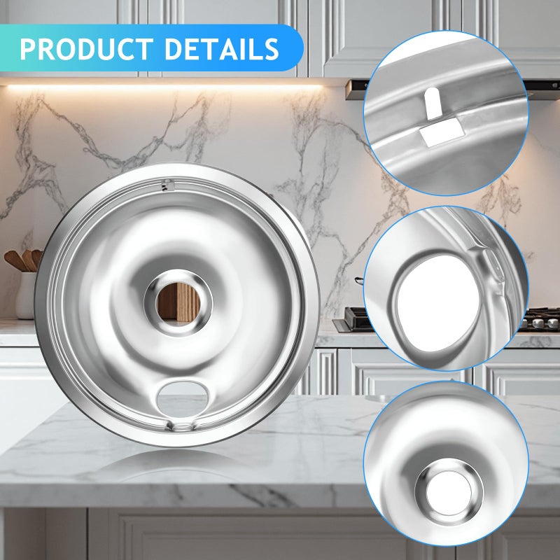 KOHUIPU Drip Pan Electric Stove Burner Covers for Whirlpool W10278125, 4 Pack(2x6" and 2x8") - Image 4
