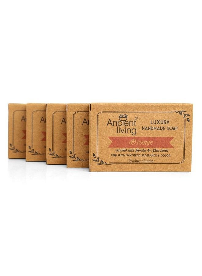 Ancient Living Orange Luxury Handmade Soap (Set Of 5 Soaps) 100 Gm Each  - Image 1