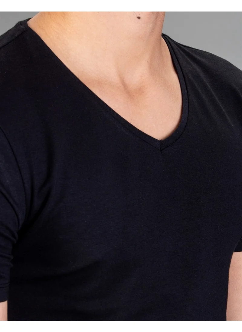 Tudors V-Neck Basic Black Men's T-Shirt
