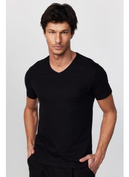 Tudors V-Neck Basic Black Men's T-Shirt  - Image 1