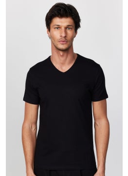 Tudors V-Neck Basic Black Men's T-Shirt  - Image 3