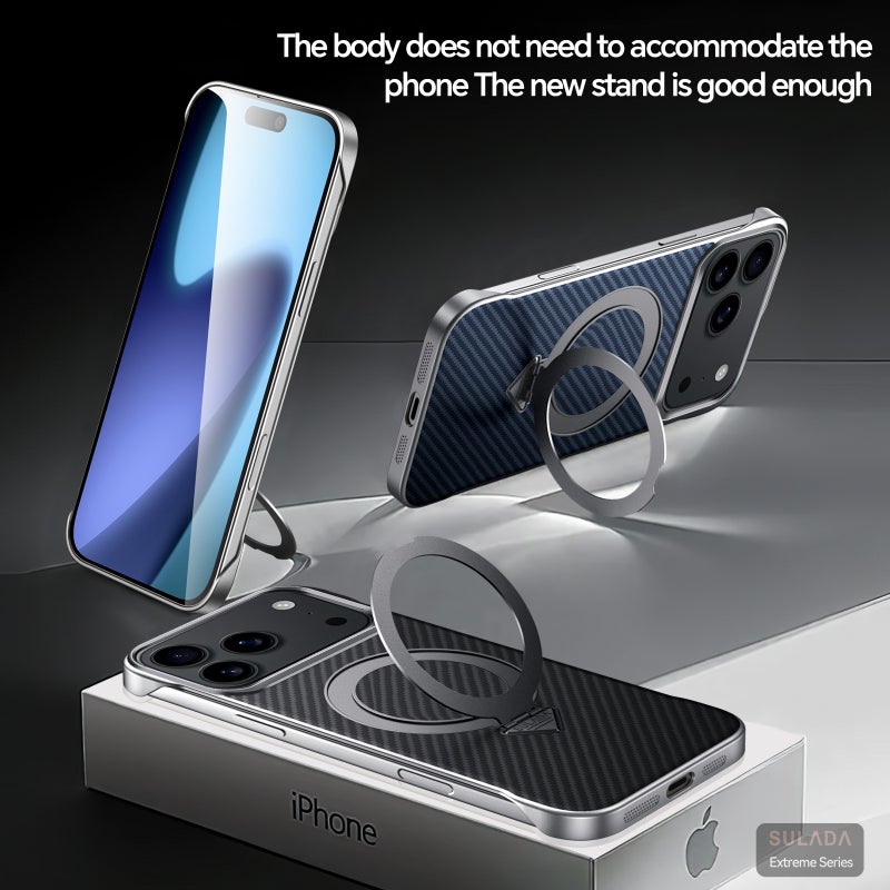 SULADA Magnetic for iPhone 17 Pro Max Case, with Metal Kickstand, Black - Image 4