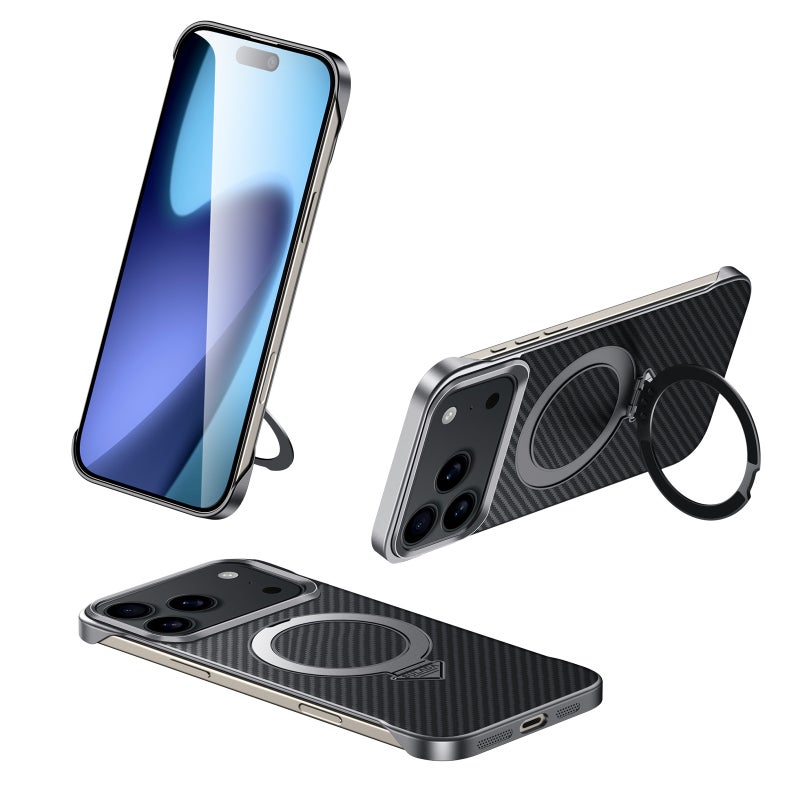 SULADA Magnetic for iPhone 17 Pro Max Case, with Metal Kickstand, Black - Image 1