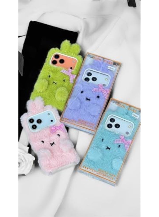 Razavi Store Plush Bow Rabbit 3D Phone Case – Shockproof Fluffy Cover - Image 3