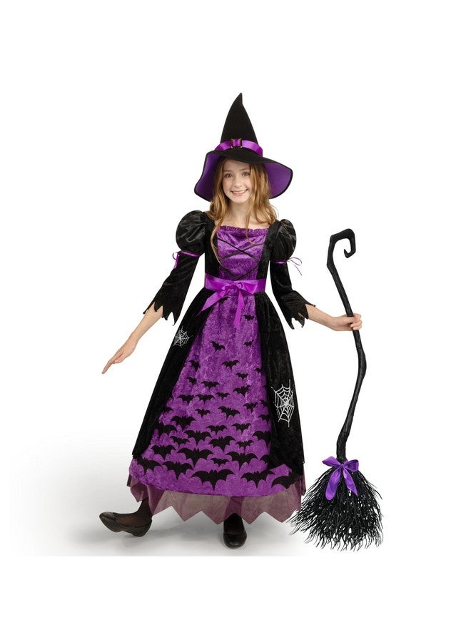 Spooktacular Creations Spooktacular Creations Witch Costume for Girls, Toddler Black Purple Dark Witch Print Dress with Hat Broom Belt for Kids Halloween Dress Up and Role Playing Parties, M  - Image 3