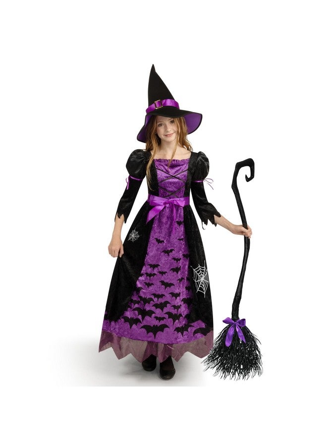 Spooktacular Creations Spooktacular Creations Witch Costume for Girls, Toddler Black Purple Dark Witch Print Dress with Hat Broom Belt for Kids Halloween Dress Up and Role Playing Parties, M  - Image 4