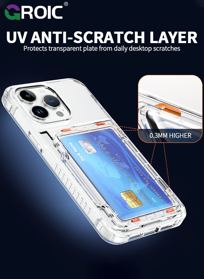 GROIC iPhone 15 Pro Case Wallet Clear Flip Cover Kickstand 4 Card Back Pocket Credit Card Holder ID Slot Rugged TPU Bumper PC Hard Protective Armor Hybrid Shell for iPhone 15 Pro  - Image 4