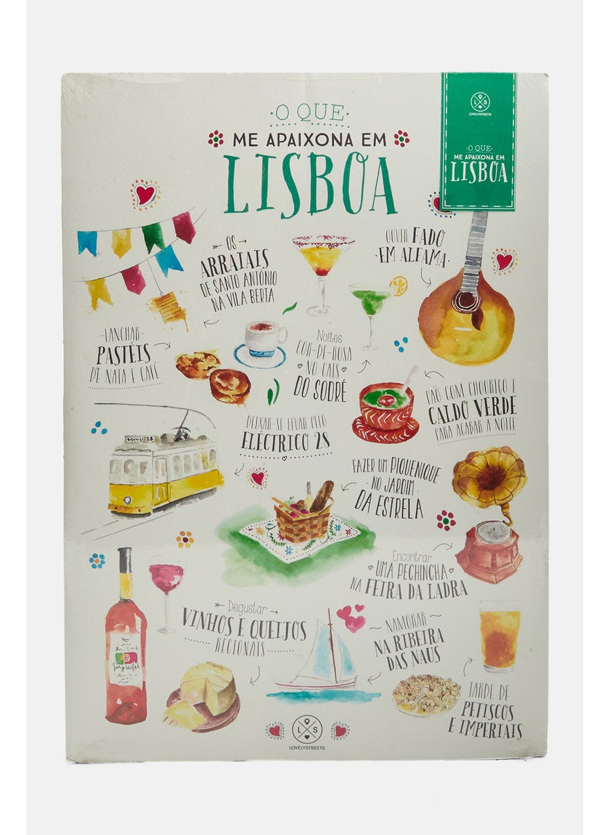 Lovely Streets I Fall In Love With Lisbon Wall Sticker 42 x 30 cm, White Combo  - Image 1