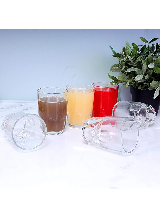 S-TOP 6Pc Tumbler Glass Set, 8Oz/230Ml Tumbler Glass For Drinking Water/Tea/Coffee/Juice Transparent, Sleek Design With Broad Base & Mouth Tea Glasses, Perfect For Home, Multi Colour - Image 1