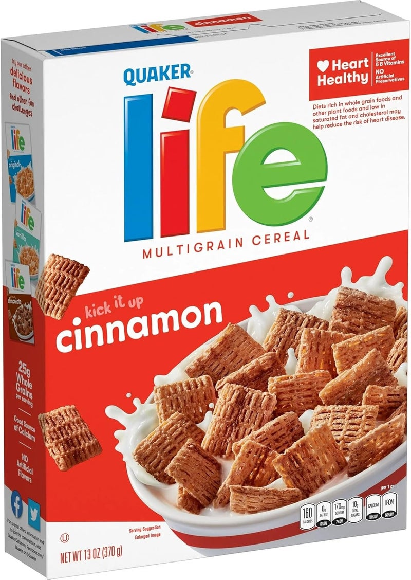 Quaker حبوب كويكر لايف متعددة الحبوب مع القرفة، 13 أونصة (عبوة من 3) - Image 1