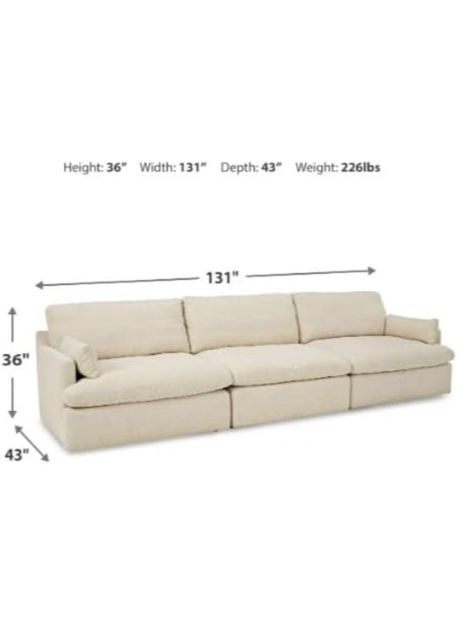 Comfynest Comfynest Contemporary 3-Seater Leather Sofa Set – Premium Comfort & Elegant Design for Modern Living Rooms (Beige) - Image 2