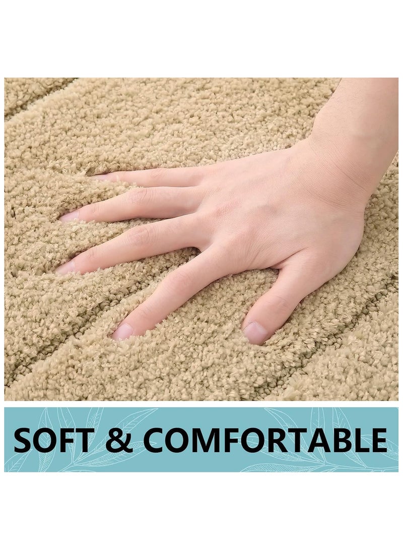 Soofam Bathroom Mat Set, Washable Bath Mats, Stain Resistant Thin Geometric Flocking Rug, Absorbent Bathroom Mat, Door Mat, Anti Slip Floor Mat for Bathroom And Entryway - Image 2