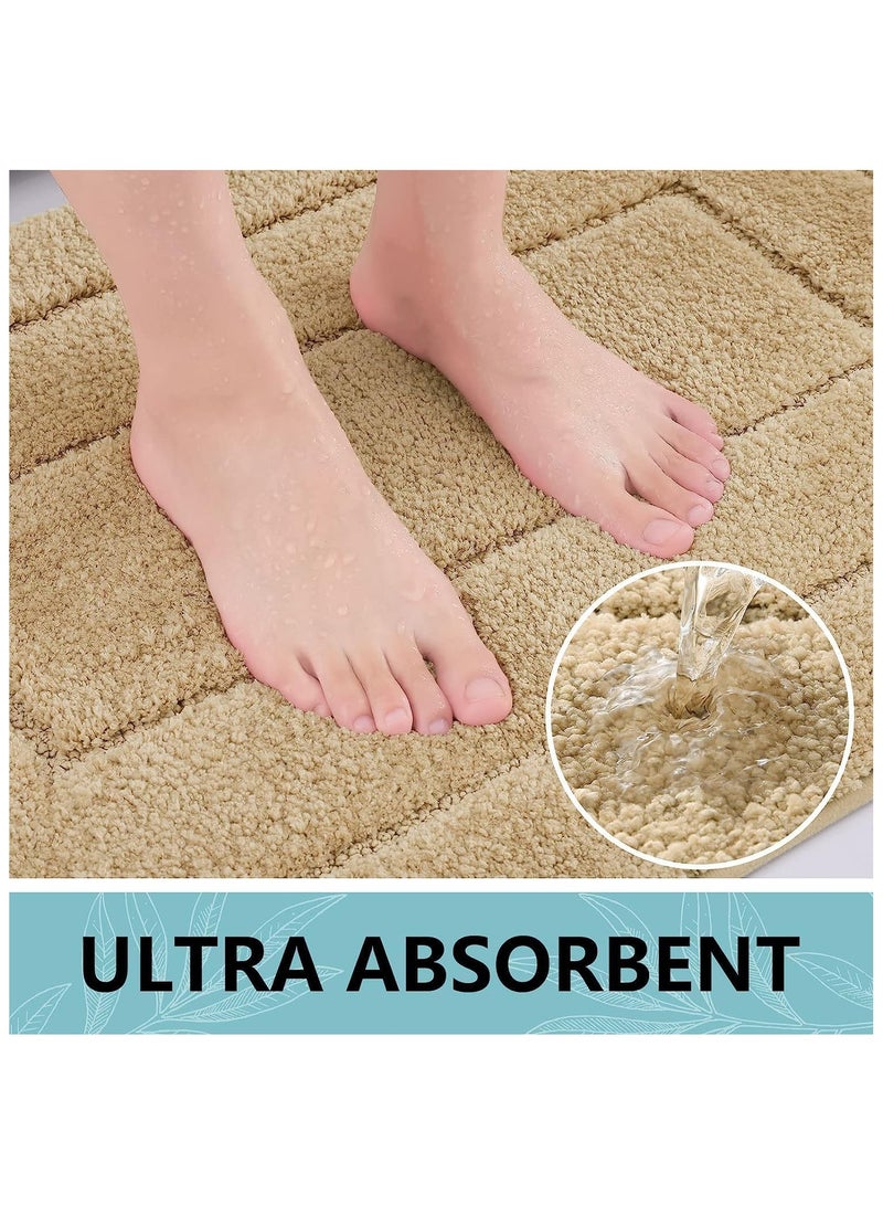 Soofam Bathroom Mat Set, Washable Bath Mats, Stain Resistant Thin Geometric Flocking Rug, Absorbent Bathroom Mat, Door Mat, Anti Slip Floor Mat for Bathroom And Entryway - Image 3