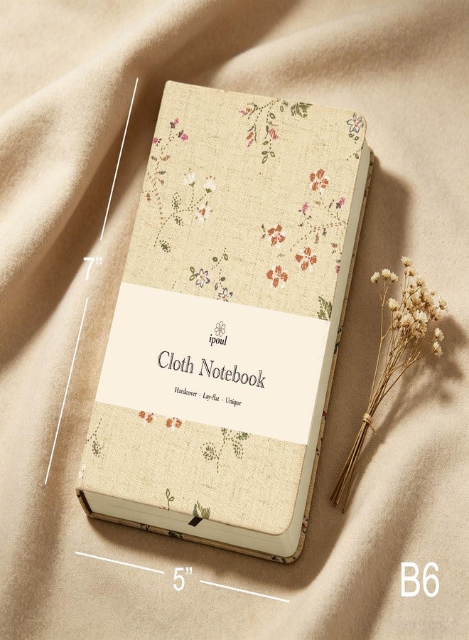 ipoul Floral Linen Journal, Similar Embroidered, Small Notebooks 5x7, Lay Flat Sketchbook, B6 Notebook, Hardcover, Lined & Unlined Notebook, Apricot - Image 2
