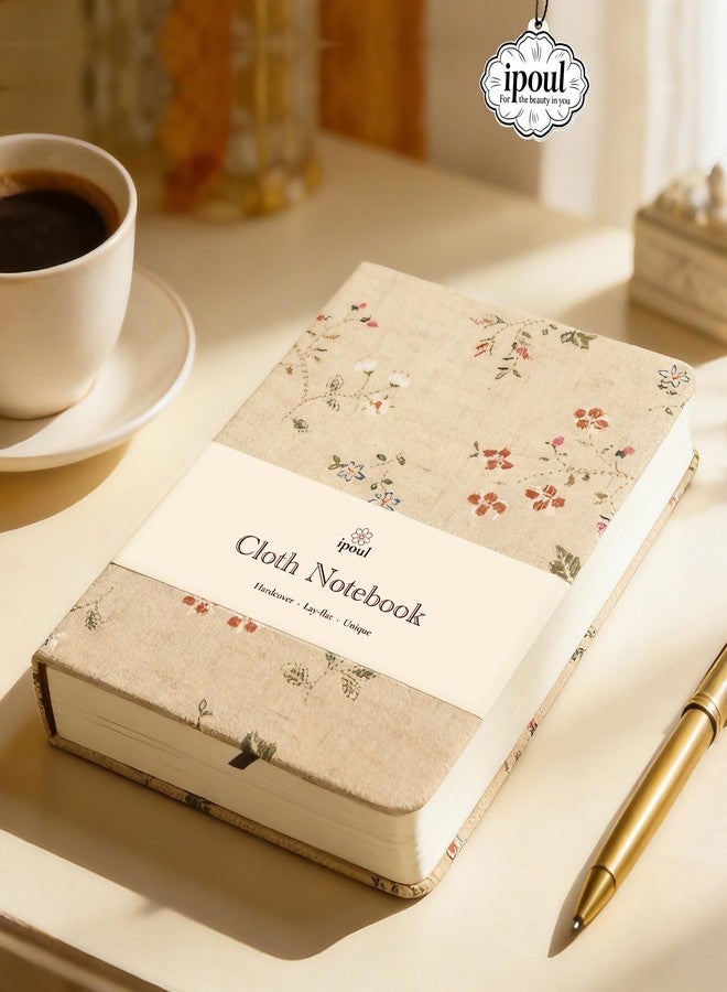 ipoul Floral Linen Journal, Similar Embroidered, Small Notebooks 5x7, Lay Flat Sketchbook, B6 Notebook, Hardcover, Lined & Unlined Notebook, Apricot - Image 5