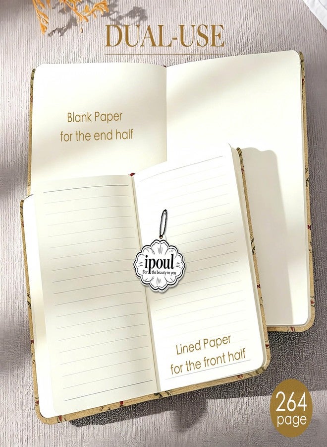 ipoul Floral Linen Journal, Similar Embroidered, Small Notebooks 5x7, Lay Flat Sketchbook, B6 Notebook, Hardcover, Lined & Unlined Notebook, Apricot - Image 4