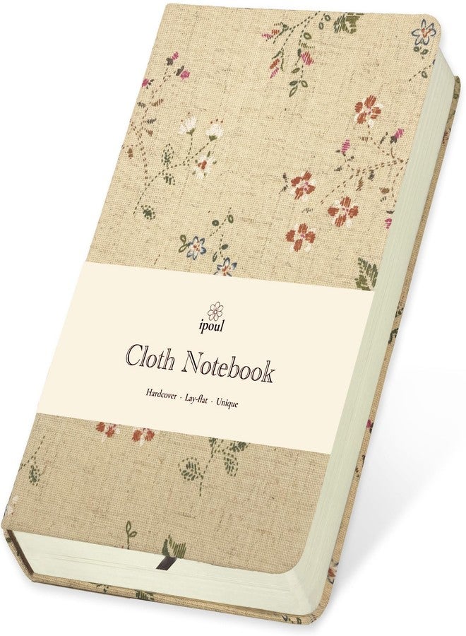 ipoul Floral Linen Journal, Similar Embroidered, Small Notebooks 5x7, Lay Flat Sketchbook, B6 Notebook, Hardcover, Lined & Unlined Notebook, Apricot - Image 1