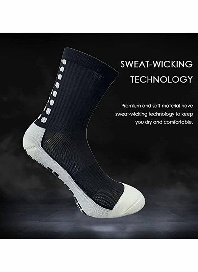 SYOSI - 4 Pcs Unisex Non Slip Sport Soccer Socks, Breathable Comfortable Athletic Football Basketball Hockey Sports Grip Socks with Rubber Dots for Men and Women (Black) - Image 1