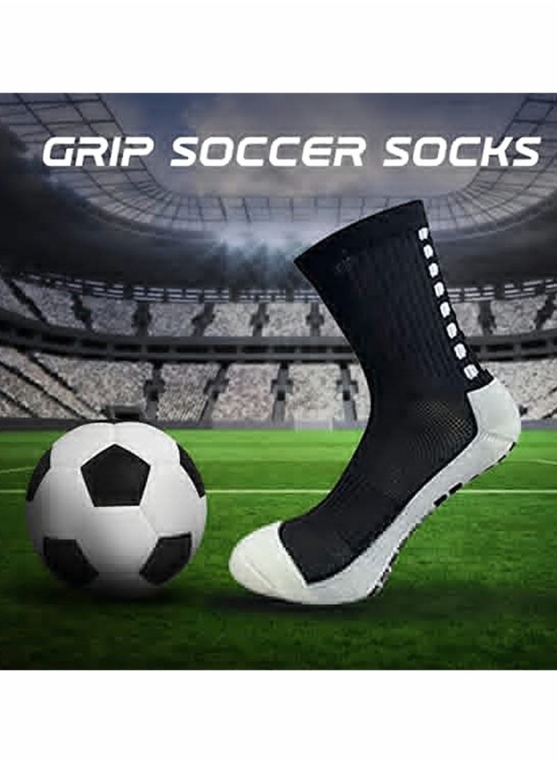 SYOSI - 4 Pcs Unisex Non Slip Sport Soccer Socks, Breathable Comfortable Athletic Football Basketball Hockey Sports Grip Socks with Rubber Dots for Men and Women (Black) - Image 1