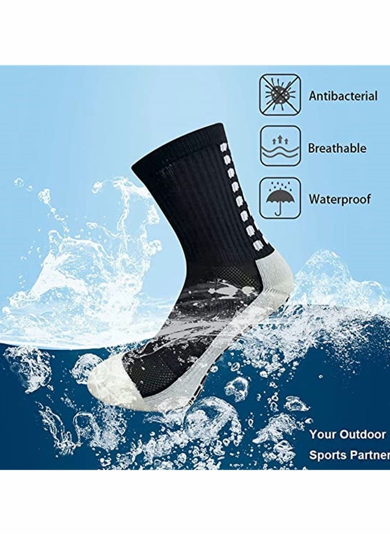 SYOSI - 4 Pcs Unisex Non Slip Sport Soccer Socks, Breathable Comfortable Athletic Football Basketball Hockey Sports Grip Socks with Rubber Dots for Men and Women (Black) - Image 1