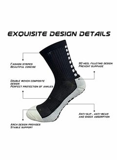 SYOSI 4 Pcs Unisex Non Slip Sport Soccer Socks, Breathable Comfortable Athletic Football Basketball Hockey Sports Grip Socks with Rubber Dots for Men and Women (Black)  - Image 3