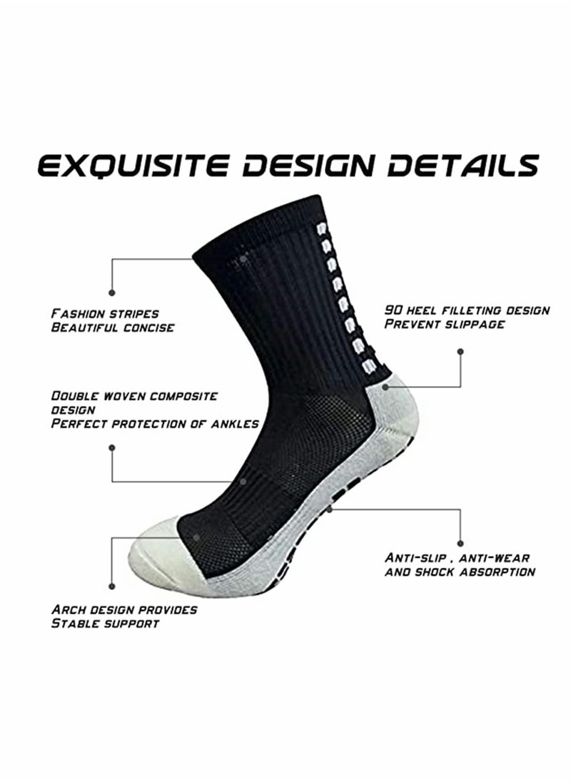 SYOSI - 4 Pcs Unisex Non Slip Sport Soccer Socks, Breathable Comfortable Athletic Football Basketball Hockey Sports Grip Socks with Rubber Dots for Men and Women (Black) - Image 1