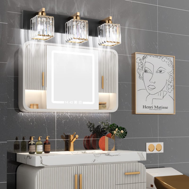 Aipsun Crystal Vanity Light Bathroom Lighting Fixtures 3 Light Modern Vanity Lighting Fixtures (Exclude Bulb) - Image 5