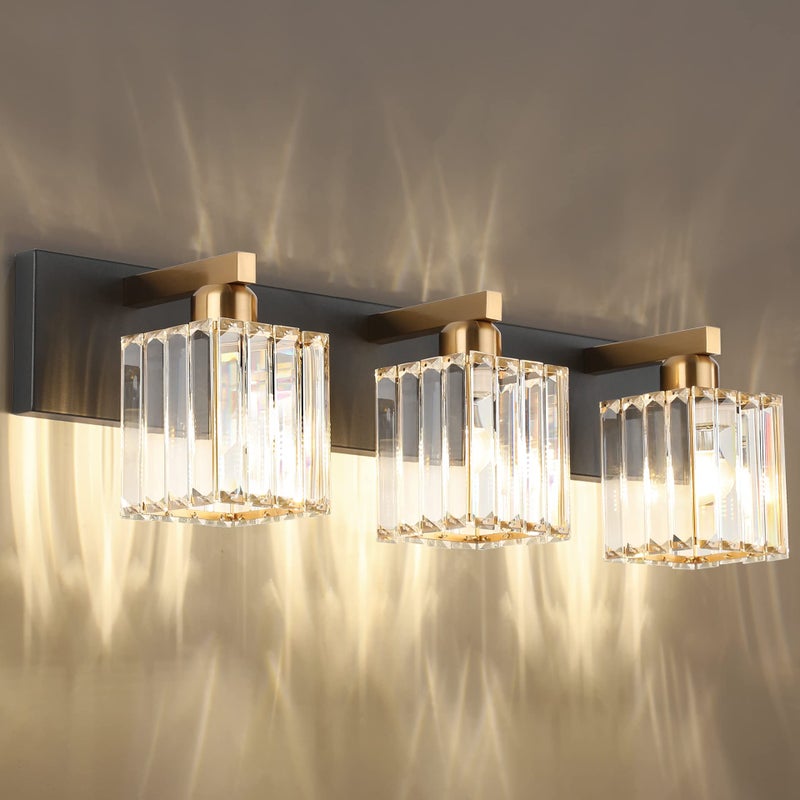 Aipsun Crystal Vanity Light Bathroom Lighting Fixtures 3 Light Modern Vanity Lighting Fixtures (Exclude Bulb) - Image 3
