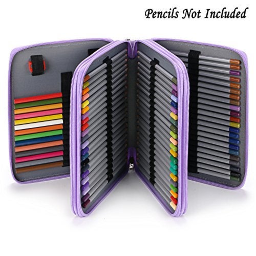 BTSKY حافظة أقلام رصاص من جلد PU ديلوكس من BTSKY - حافظة أقلام ملونة بسعة 120 فتحة مع حزام مقبض - Image 3