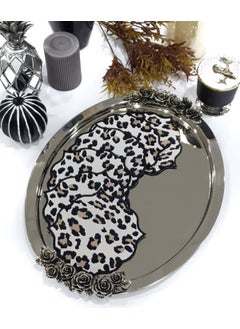 Tanem Home Leopard Pattern Embroidered Coaster 15 x 15 cm 