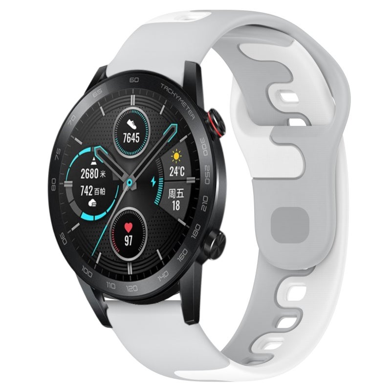 erorex For Honor Magicwatch2 42Mm 20Mm Double Color Silicone Watch Band(Grey+White) - Image 1