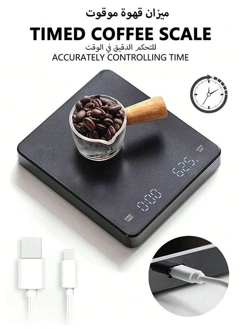 Digital Coffee Scale With Timer LED Screen Espresso, Weighing 0.1g High Precision Measures In Oz/ml/g Kitchen Scale