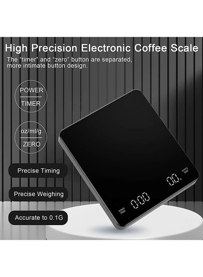 Digital Coffee Scale With Timer LED Screen Espresso, Weighing 0.1g High Precision Measures In Oz/ml/g Kitchen Scale