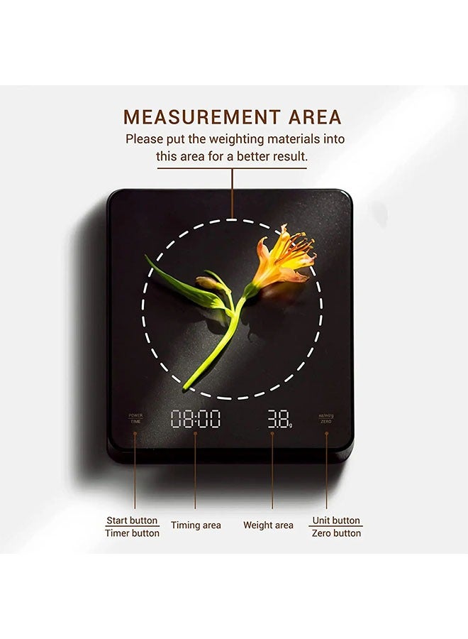Digital Coffee Scale With Timer LED Screen Espresso, Weighing 0.1g High Precision Measures In Oz/ml/g Kitchen Scale