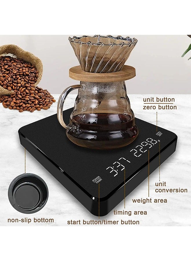 Digital Coffee Scale With Timer LED Screen Espresso, Weighing 0.1g High Precision Measures In Oz/ml/g Kitchen Scale