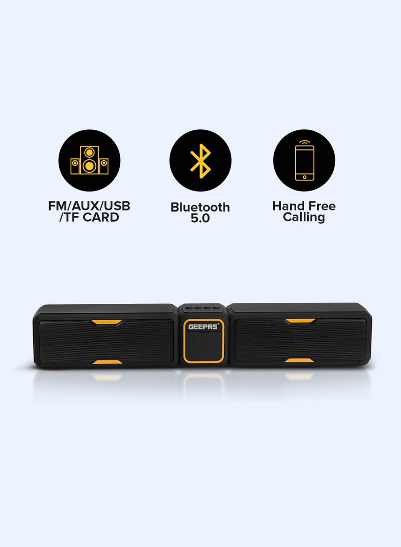 GEEPAS Geepas Bluetooth Speaker | with Hands-Free Calls | BT/USB/TF/FM/AUX |1500mAh Battery | Ideal for Parties, Movies, Playing Games | GMS11141UK Black  - Image 1