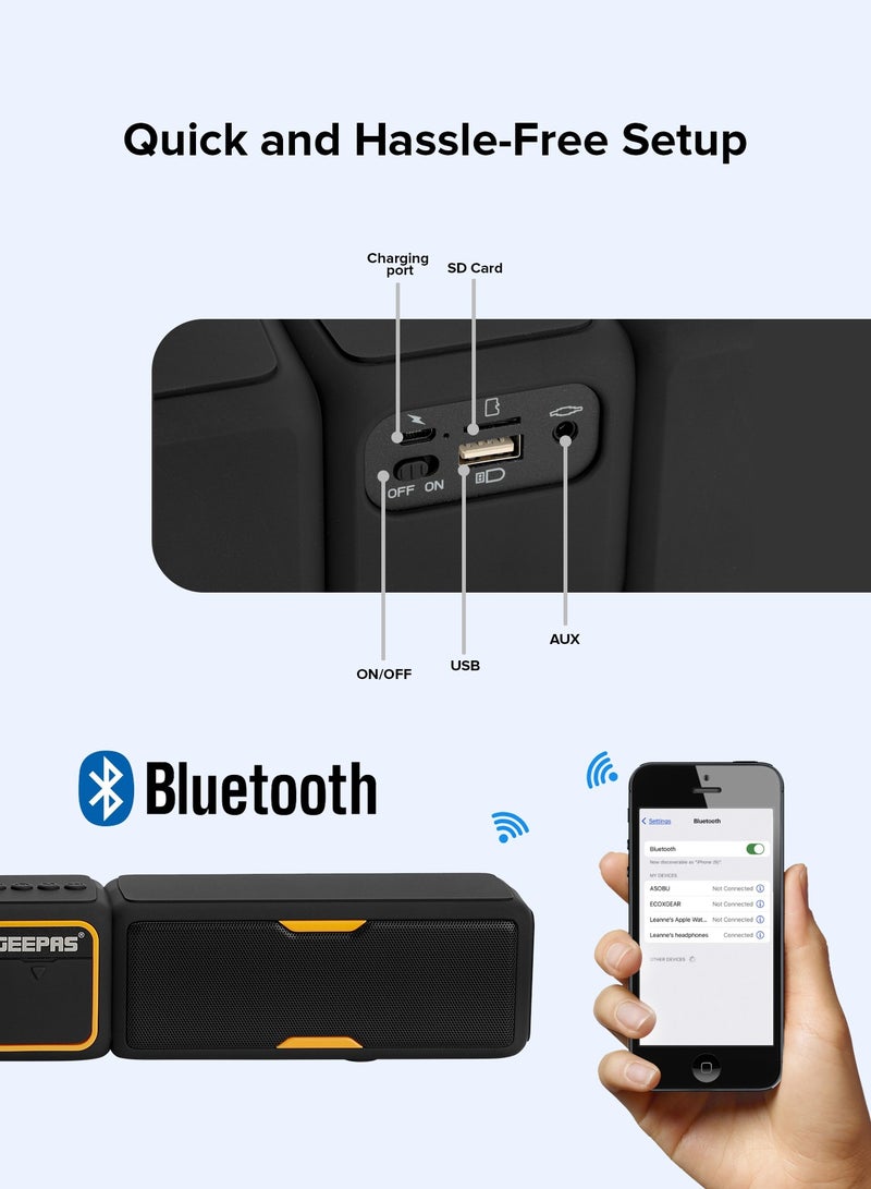 GEEPAS Geepas Bluetooth Speaker | with Hands-Free Calls | BT/USB/TF/FM/AUX |1500mAh Battery | Ideal for Parties, Movies, Playing Games | GMS11141UK Black  - Image 4