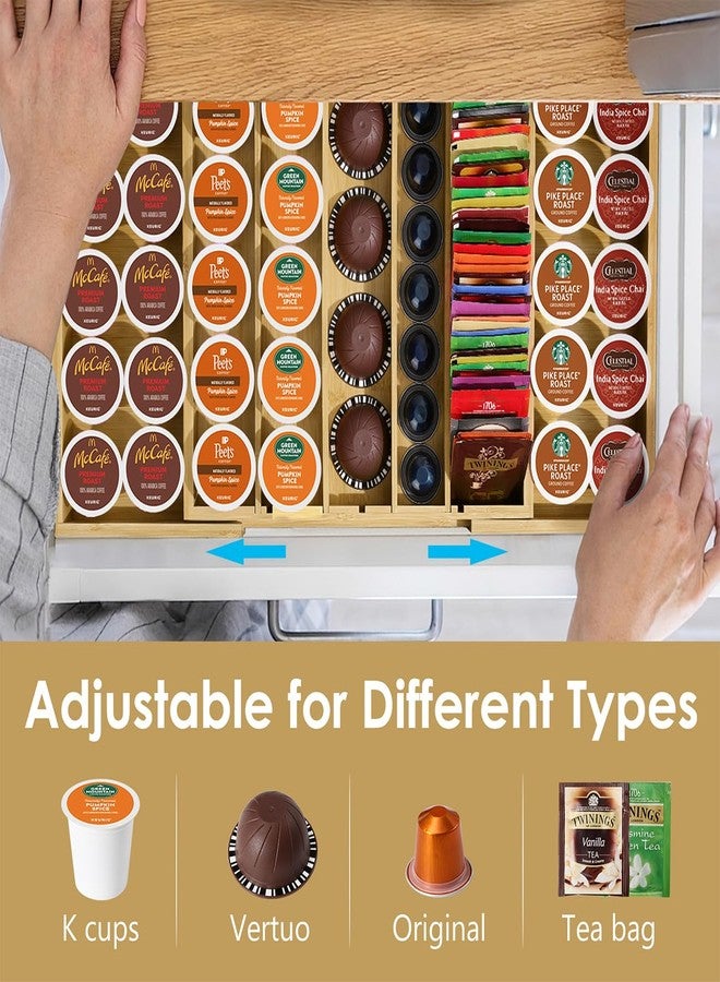 حامل كبسولات قهوة Kssiaz، حامل كبسولات K من الخيزران متوافق مع كبسولات Nespresso Vertuo، منظم أدراج لـ 25-45 كبسولة K لمحطة القهوة في المنزل والمكتب والمطبخ (خيزران) - Image 3